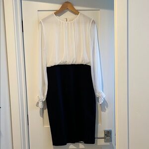 Ted Baker London Black and White Long Sleeve Pencil Dress